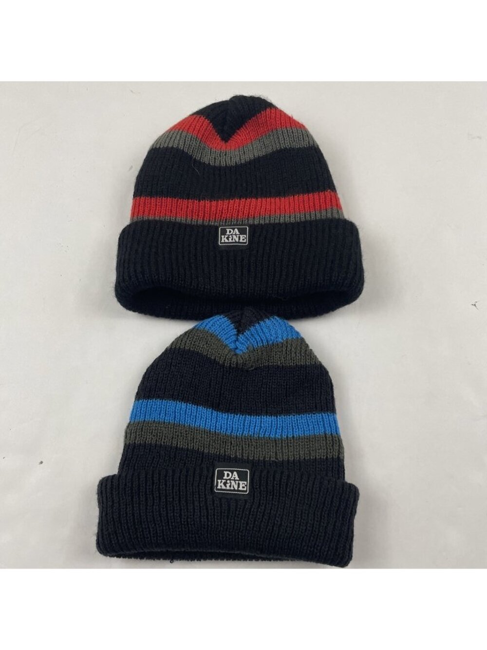 Dakine Cutter Beanie Youth OS Ribbed Knit Cuffed Striped Acrylic Lot Of 2
